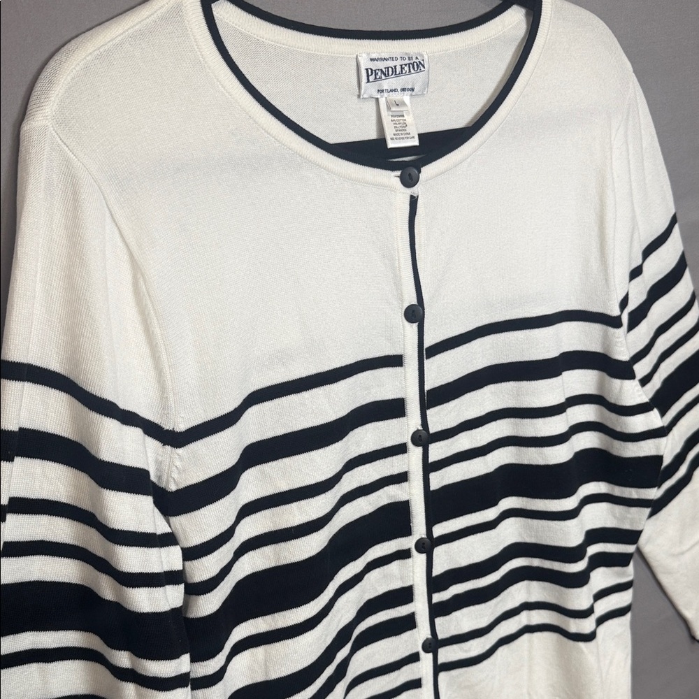 Pendleton Striped Button Front Cardigan Sweater W… - image 4